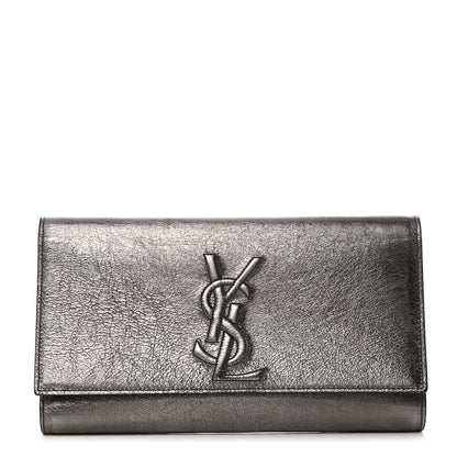 Saint Laurent Metallic Calfskin Large Belle De Jour Clutch Dark Silver 1 of 7