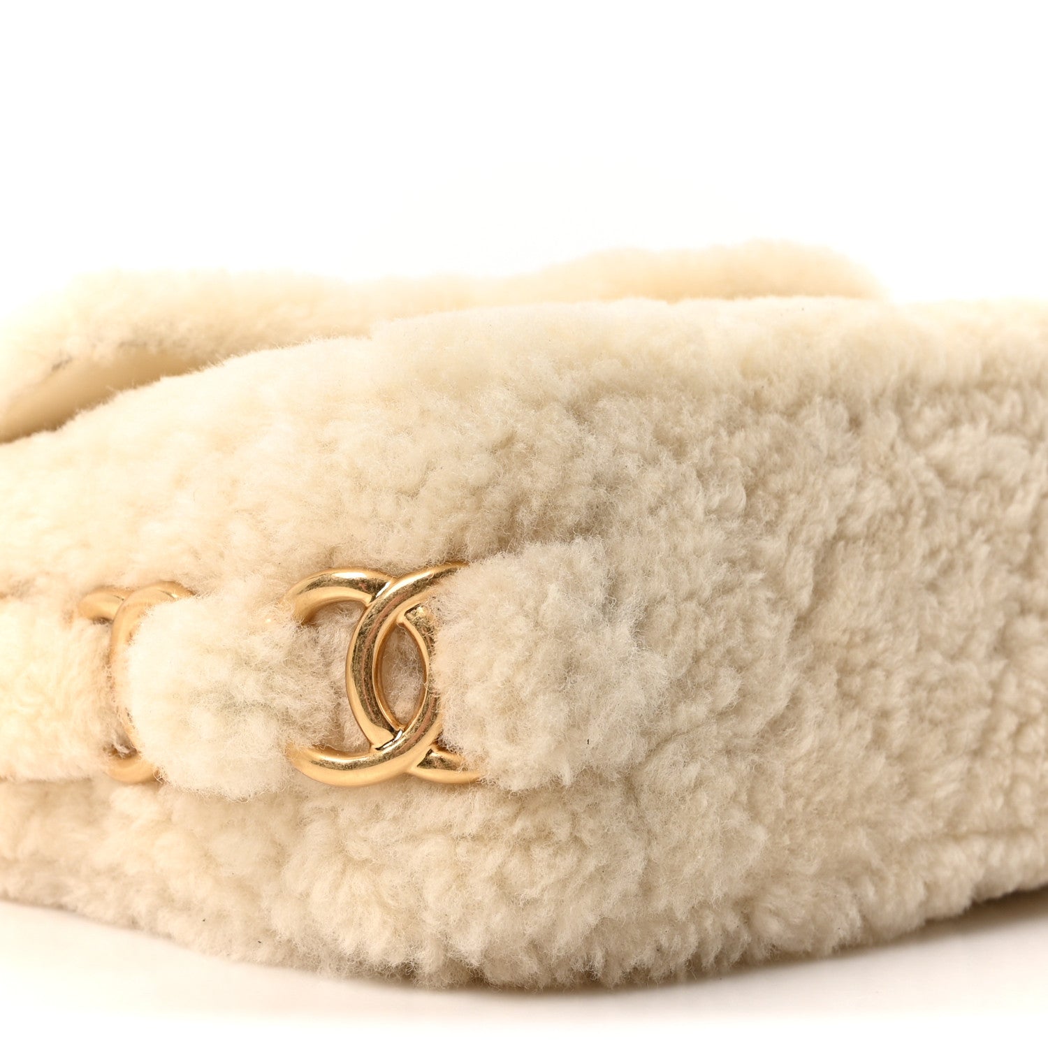 Chanel Shearling Lambskin Quilted Small CC Chain Flap Ecru 9 of 10