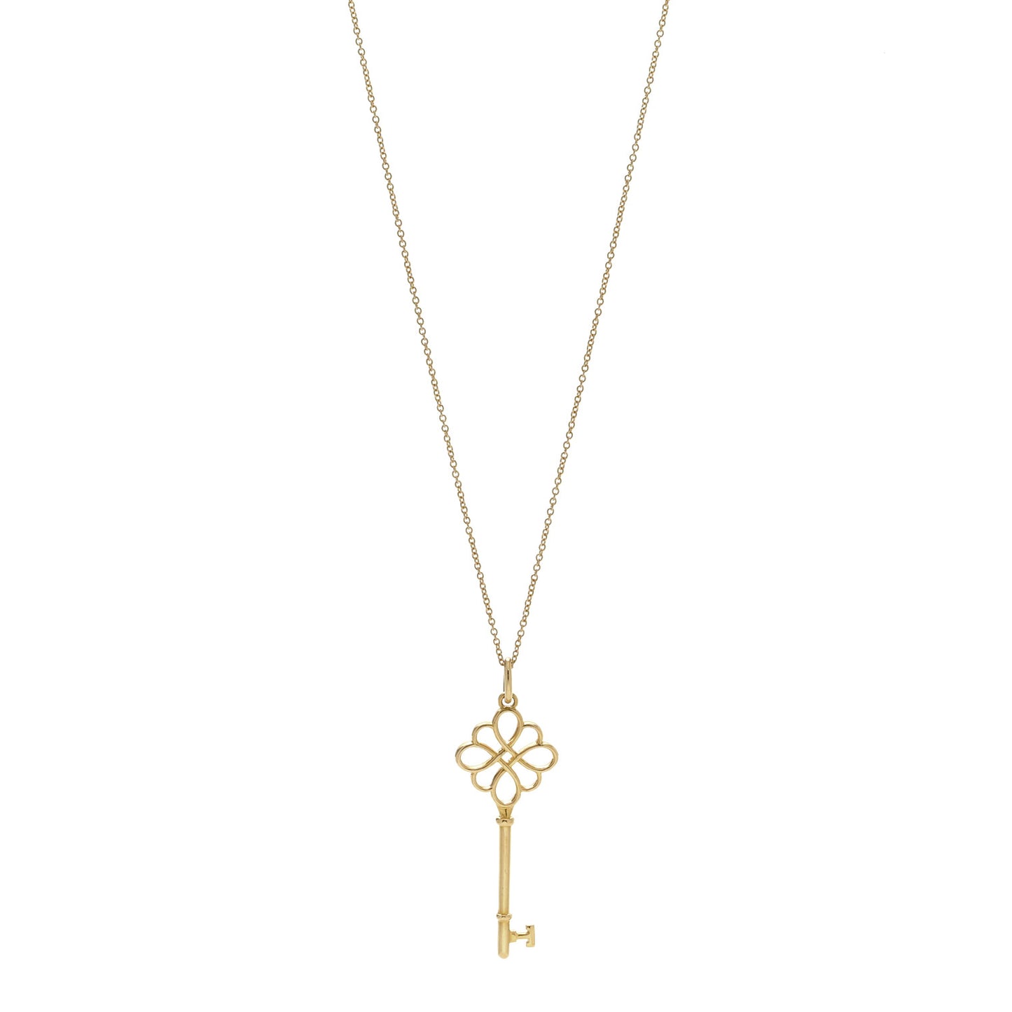18K Yellow Gold Knot Key Pendant Necklace