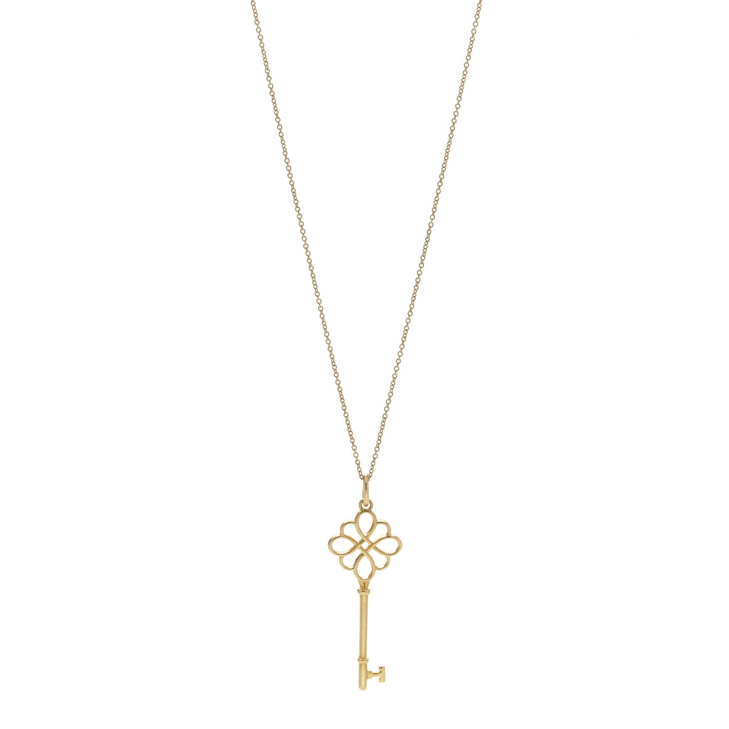 Tiffany 18K Yellow Gold Knot Key Pendant Necklace 1 of 6
