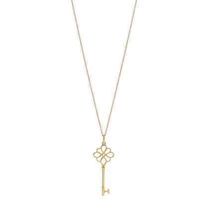 Tiffany 18K Yellow Gold Knot Key Pendant Necklace 1 of 6