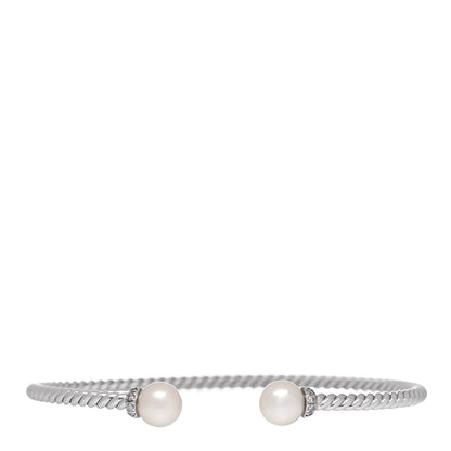David Yurman 18K White Gold Pearl 9mm Solari Bracelet 1 of 5