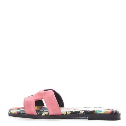 Hermes Suede Goatskin Oran Sandals 36 Rose De Venice 1 of 8