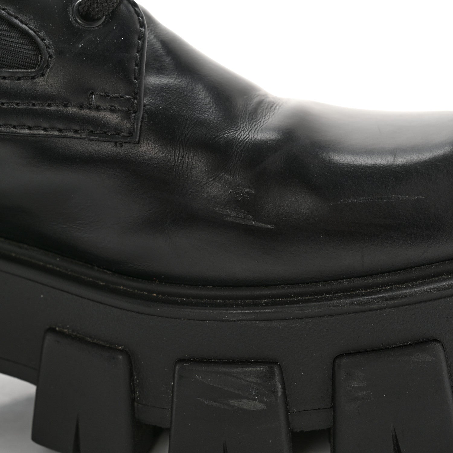 Prada Spazzolato Rois Nylon Metal Triangle Logo Monolith Pouch Pocket 55mm Boots 39 Black 11 of 12