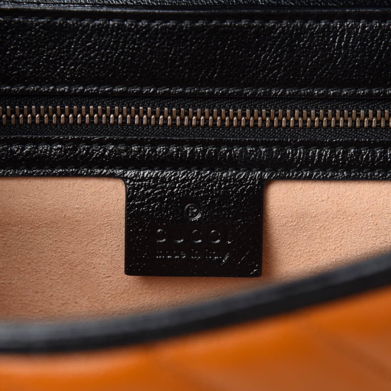 Gucci Vintage Effect Calfskin Matelasse Diagonal Small Torchon GG Marmont Shoulder Bag Cognac Black 9 of 11