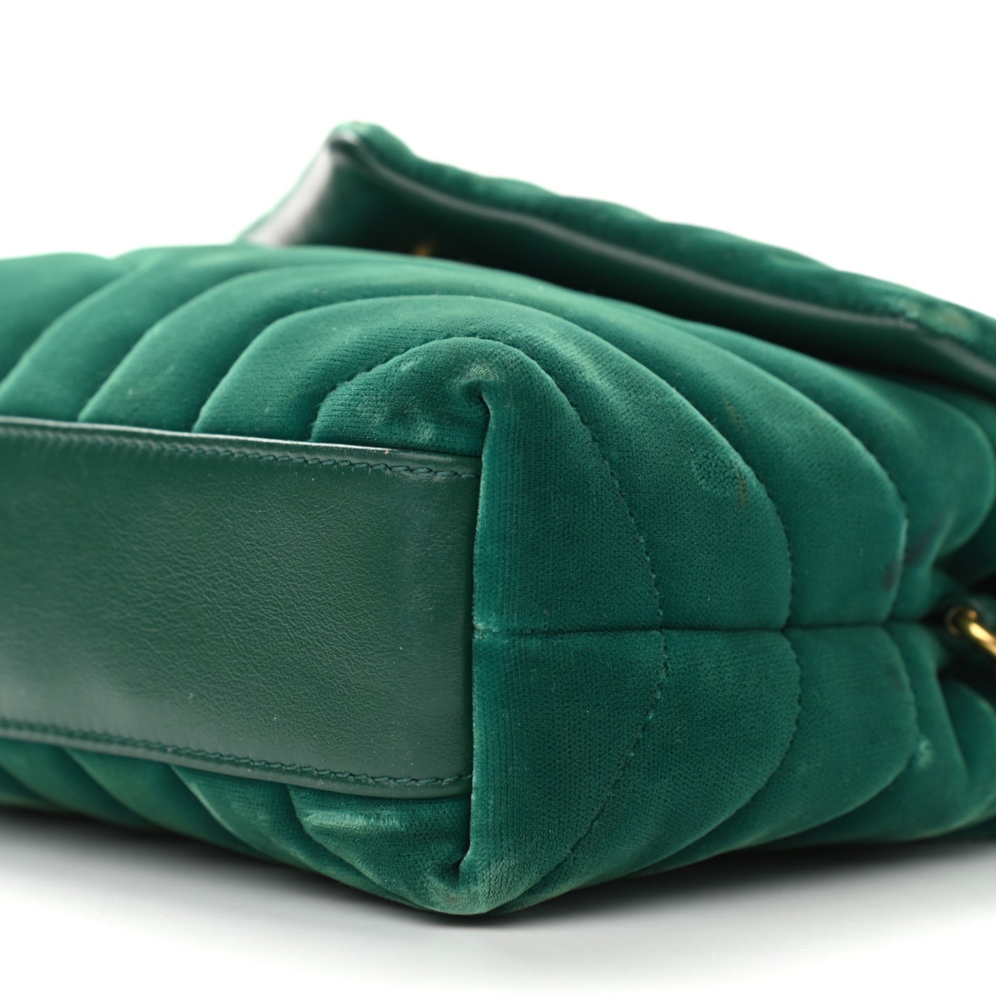 Velvet Y Quilted Monogram Toy Loulou Chain Satchel Green