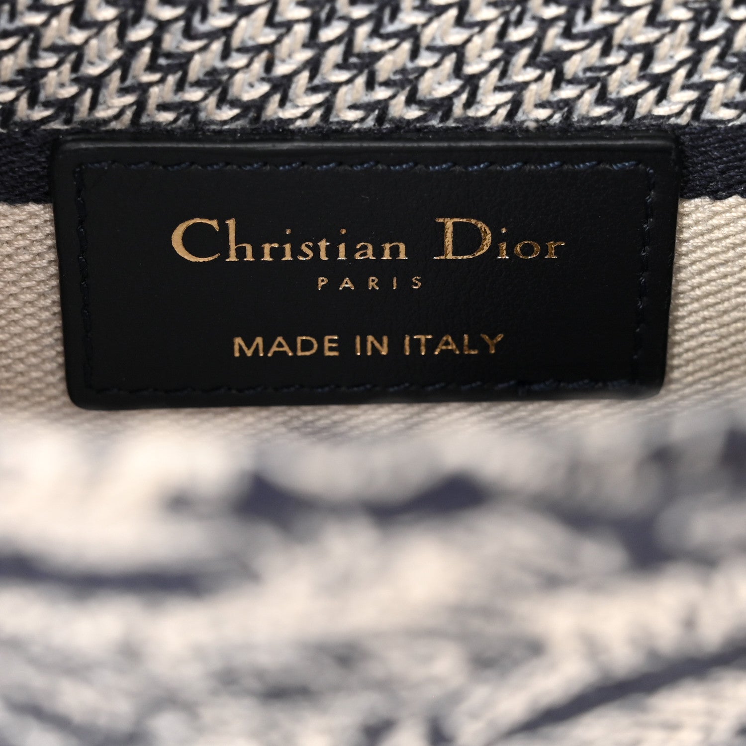 Christian Dior Canvas Toile De Jouy Reverse Embroidered Medium Lady D-Lite Navy 4 of 11