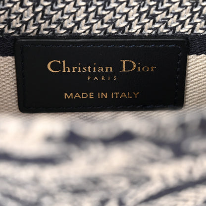 Christian Dior Canvas Toile De Jouy Reverse Embroidered Medium Lady D-Lite Navy 5 of 11