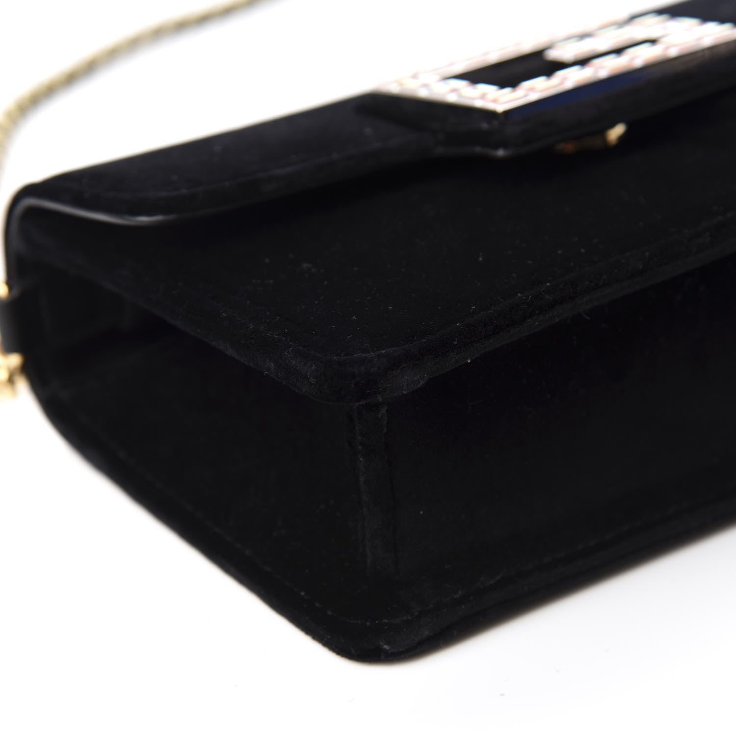 Gucci Velvet Crystal Square G Shoulder Bag Black 7 of 11