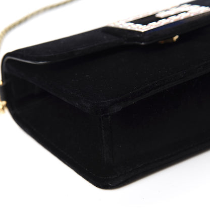 Gucci Velvet Crystal Square G Shoulder Bag Black 7 of 11