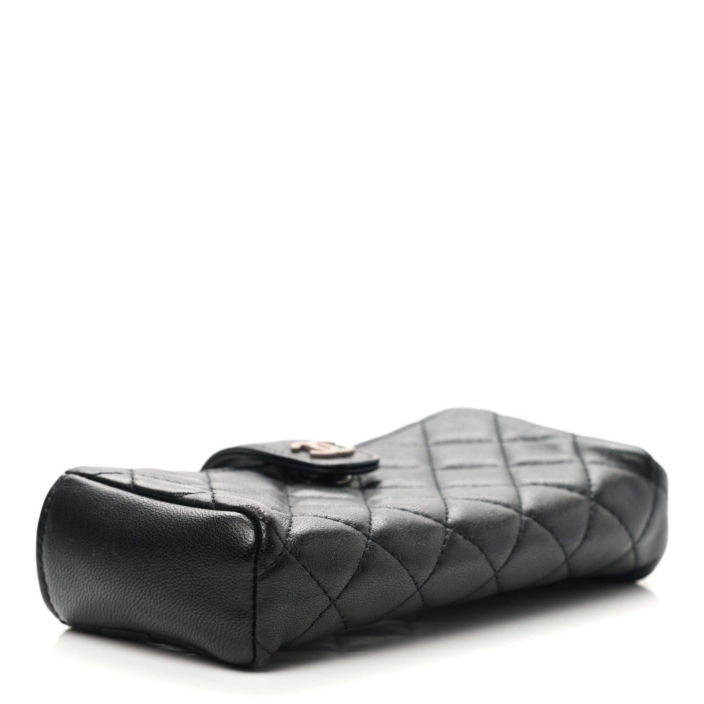 Lambskin Quilted Mini Phone Holder Clutch Black