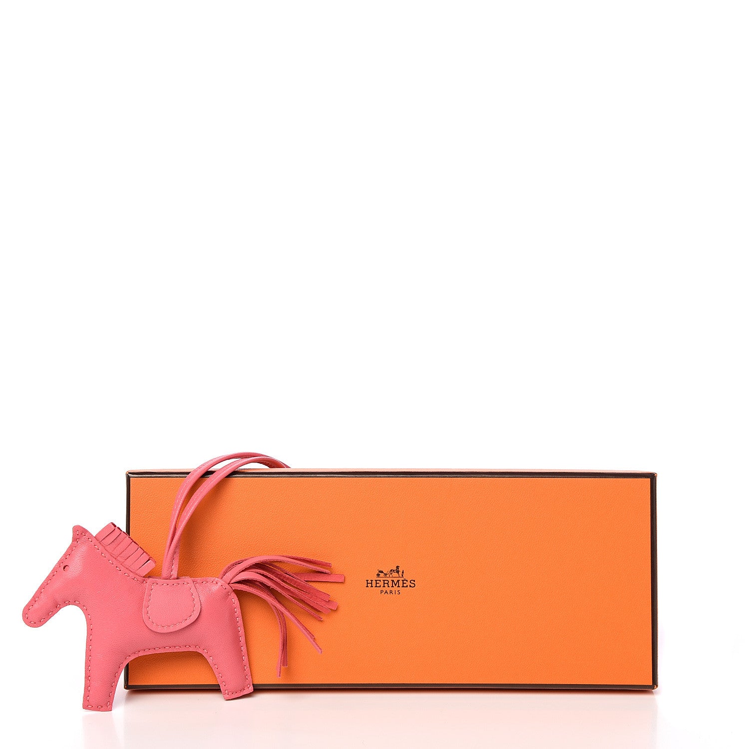 Hermes Milo Lambskin Grigri Rodeo Horse Bag Charm PM Rose Azalee 5 of 5