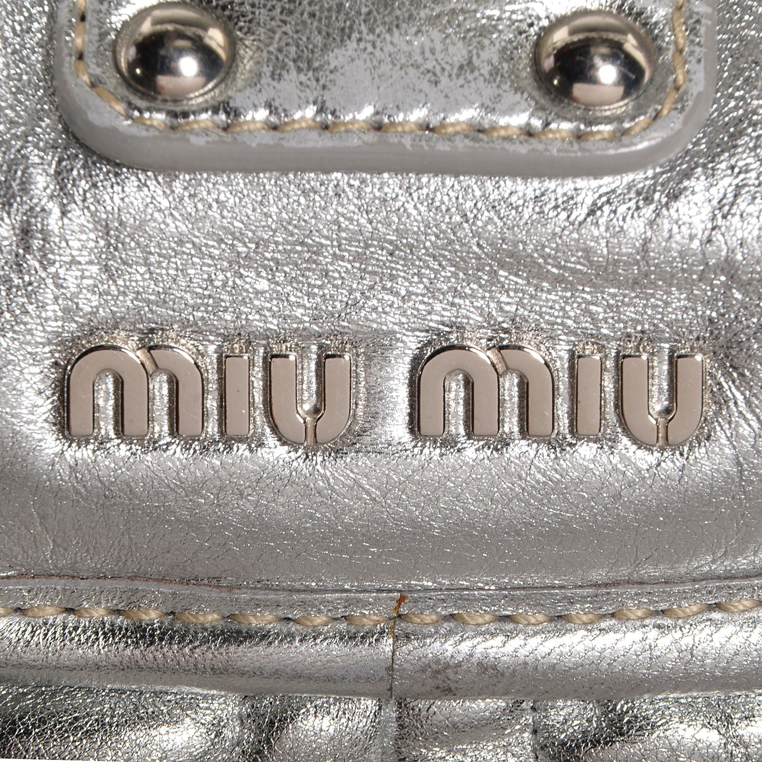Miu Miu Leather Matelasse Coffer Silver 10 of 10