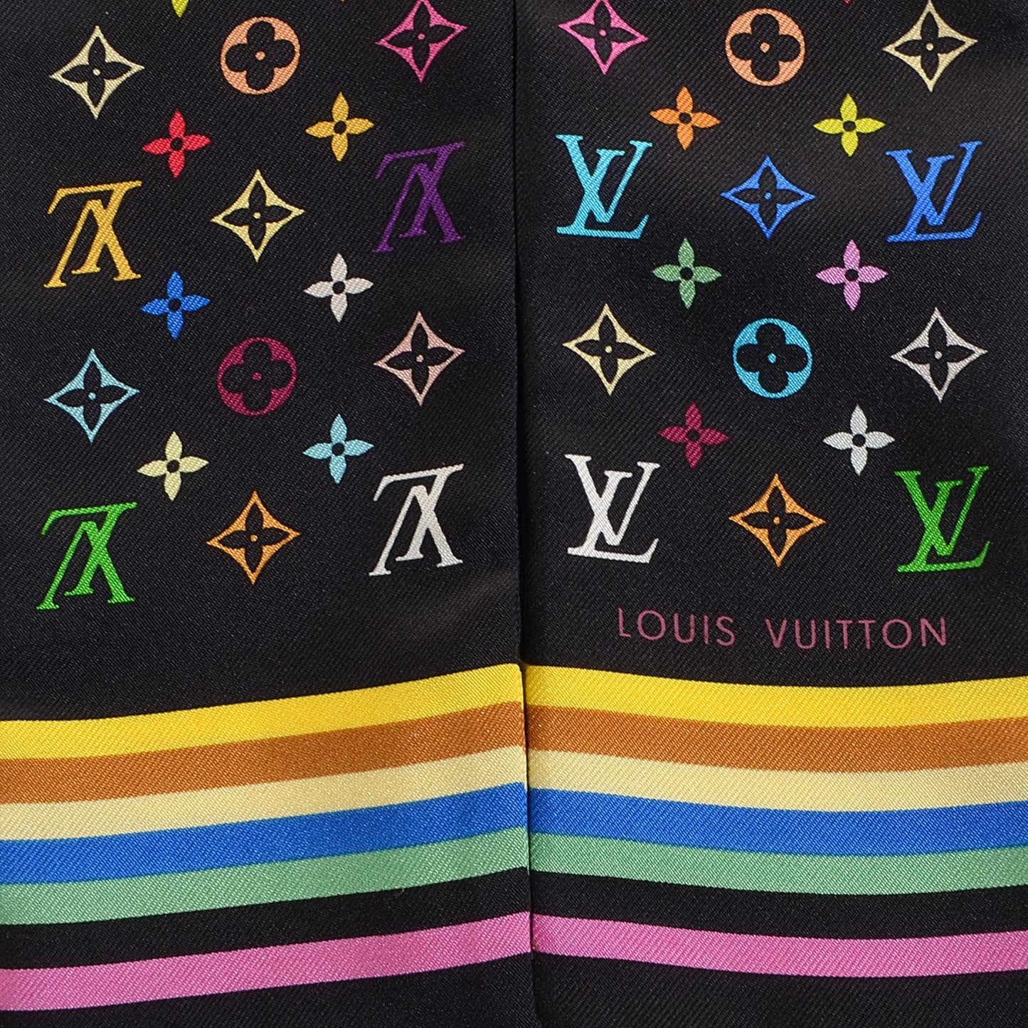 Silk Monogram Multicolor Bandeau Black