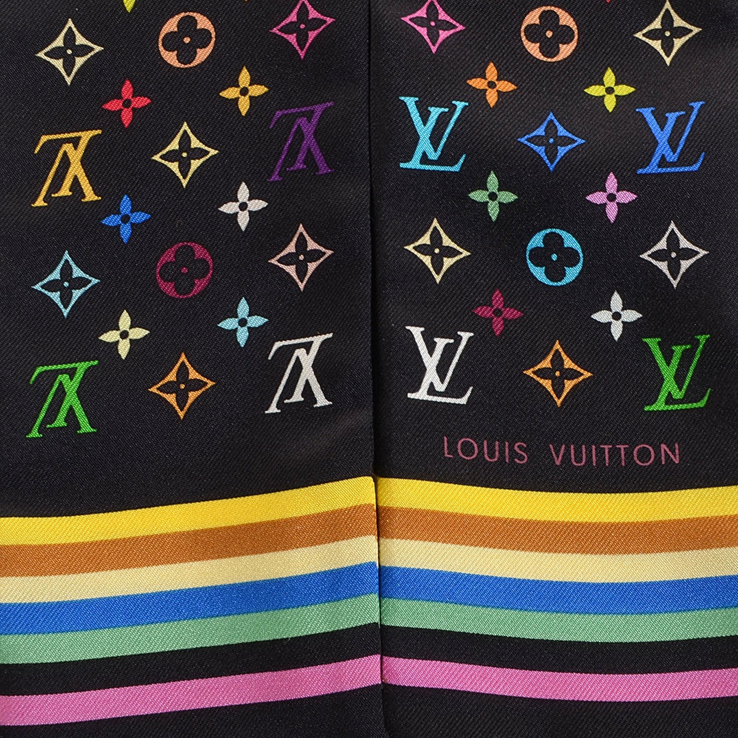 Louis Vuitton Silk Monogram Multicolor Bandeau Black 3 of 5
