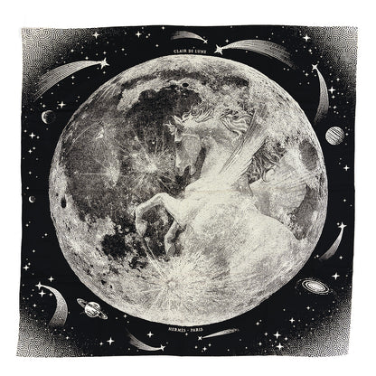 Hermes Silk Cashmere Clair De Lune Shawl 140 Black White 1 of 3