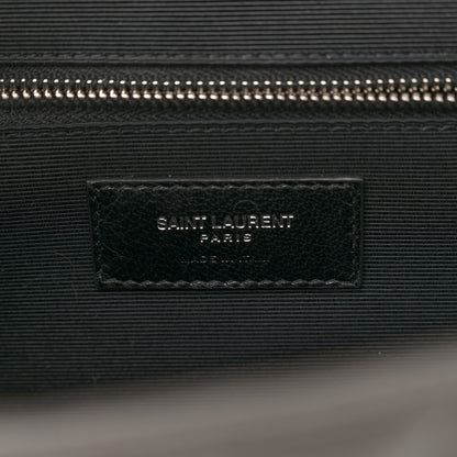 Saint Laurent Grain De Poudre Textured Mixed Matelasse Large Triquilt Monogram Satchel Earth 6 of 10