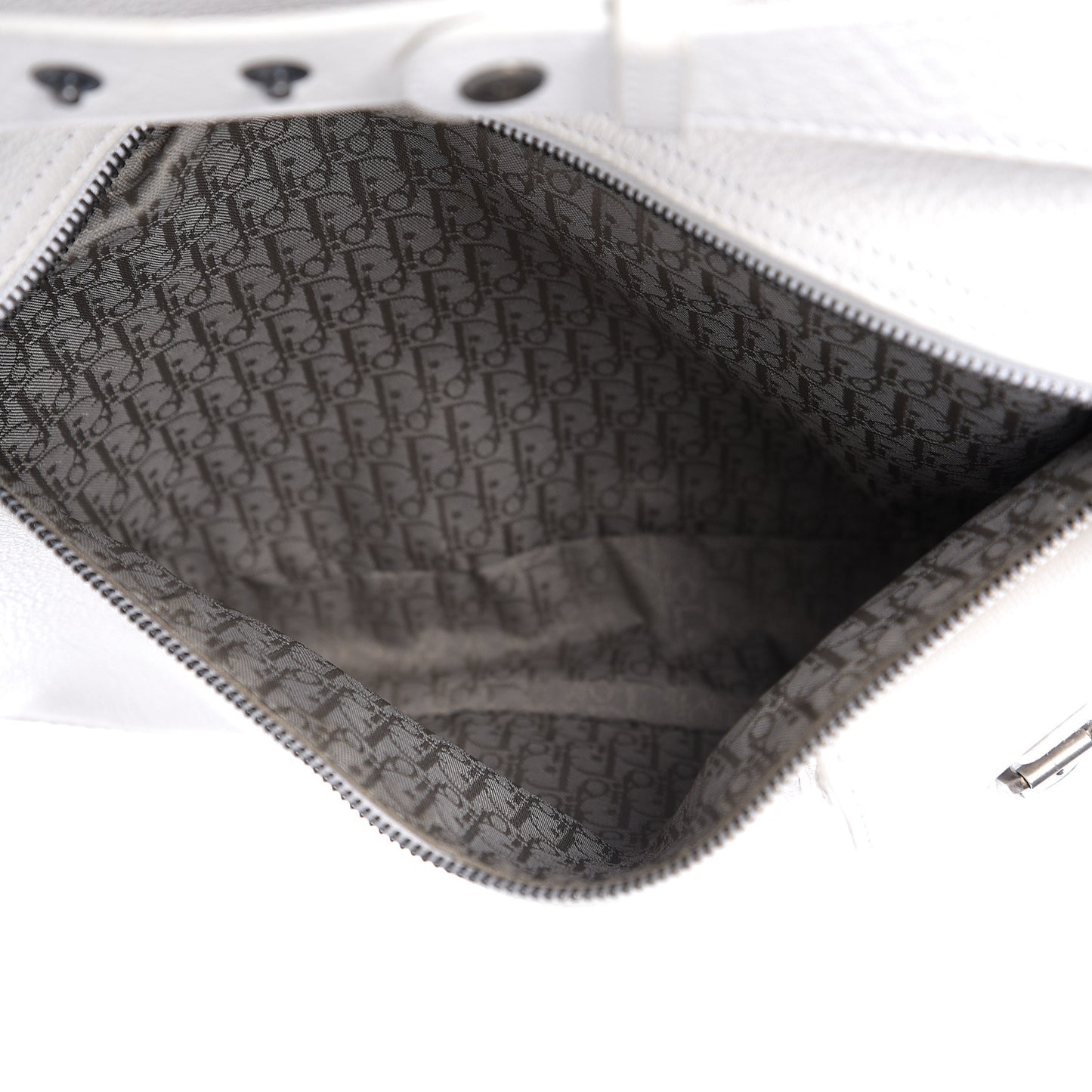 Calfskin Charms Whipstitch Gaucho Double Saddle Bag White