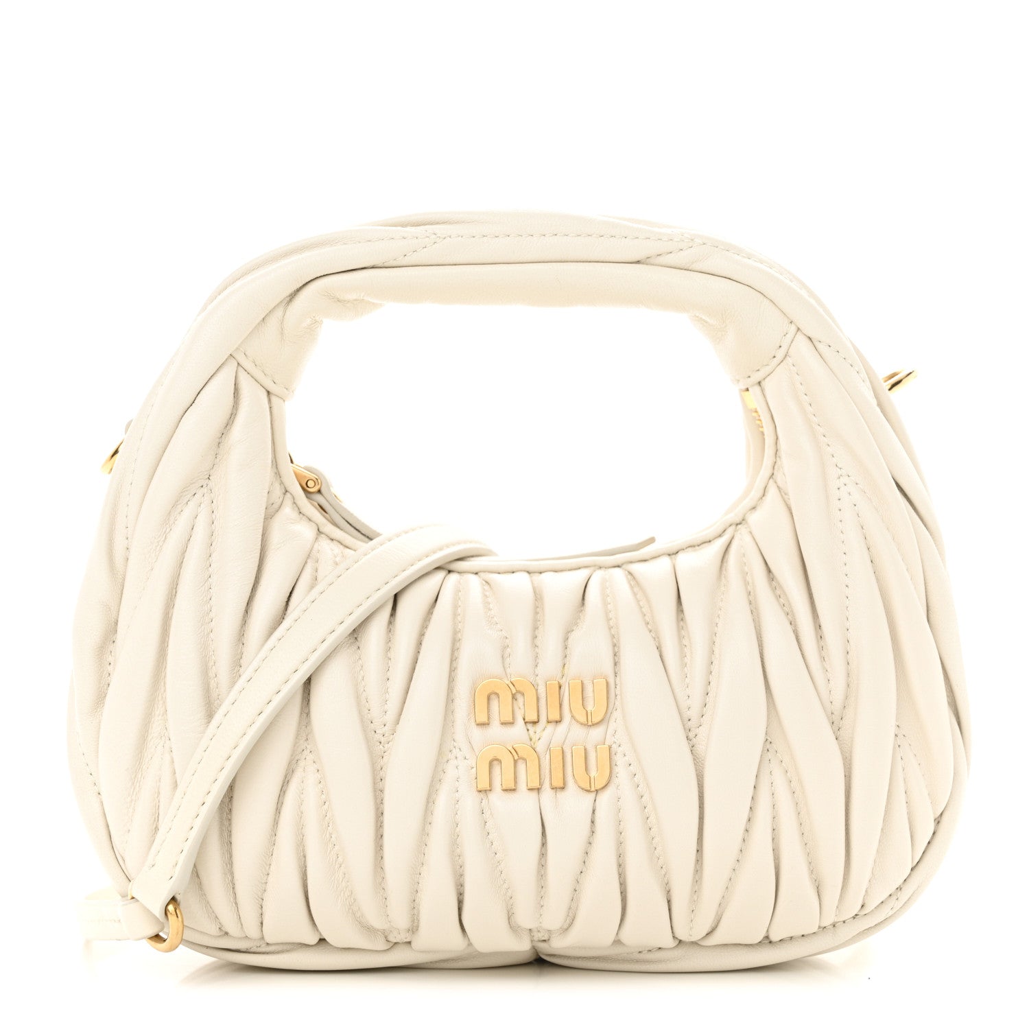 Miu Miu Nappa Matelasse Mini Wander Hobo White 1 of 10
