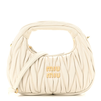 Miu Miu Nappa Matelasse Mini Wander Hobo White 1 of 10