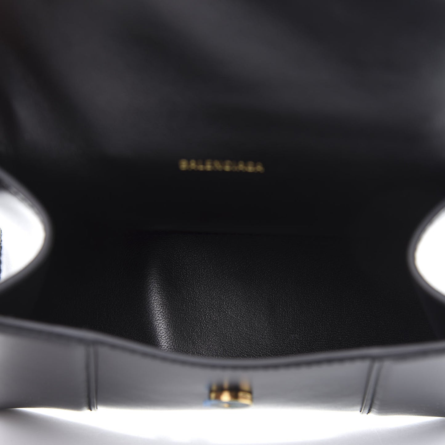 Shiny Box Calfskin Hourglass Top Handle Bag XS Black
