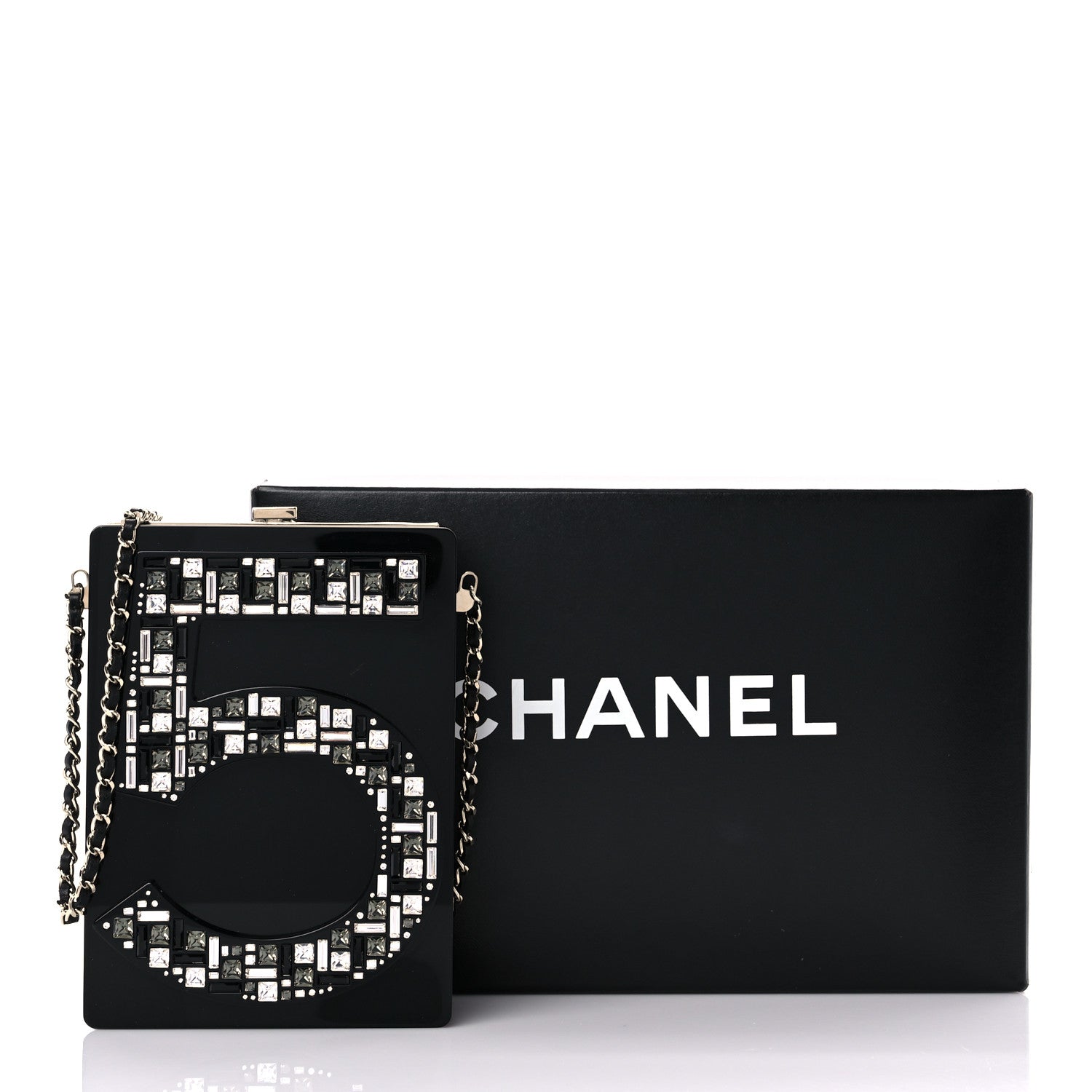 Chanel Plexiglass Strass Mosaic No 5 Minaudière Clutch Black 13 of 13