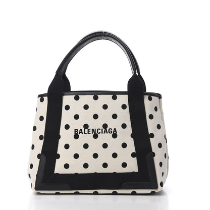 Balenciaga Cotton Canvas Polka Dot S Navy Cabas Natural Black 2 of 11