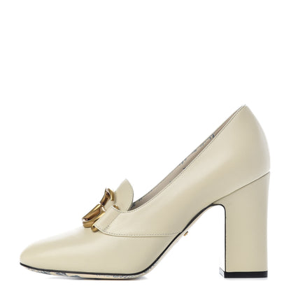 Gucci Malaga Kid GG Victoire 95mm Loafer Pumps 38 Vintage White 1 of 11