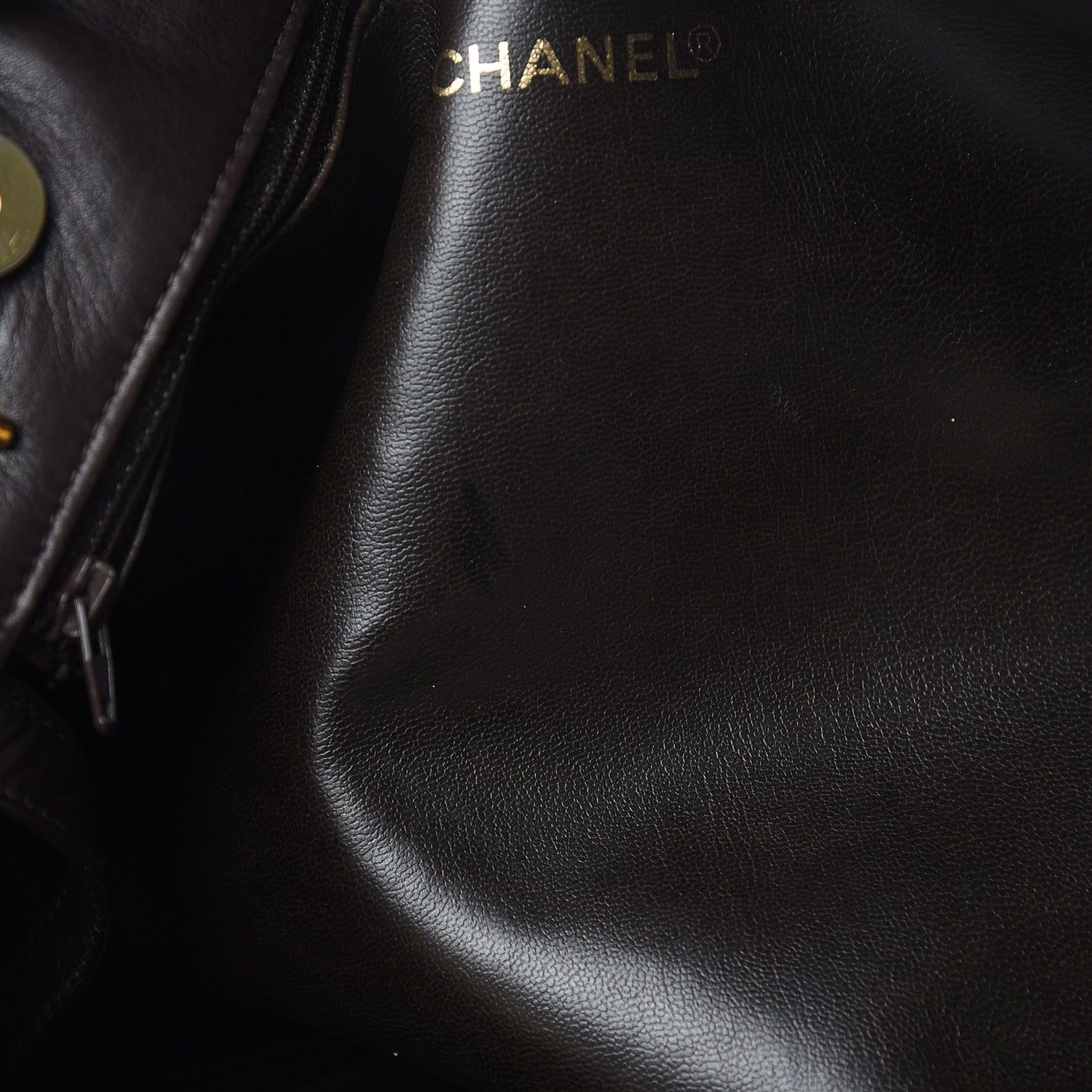 Lambskin Quilted Shopping Tote Dark Brown