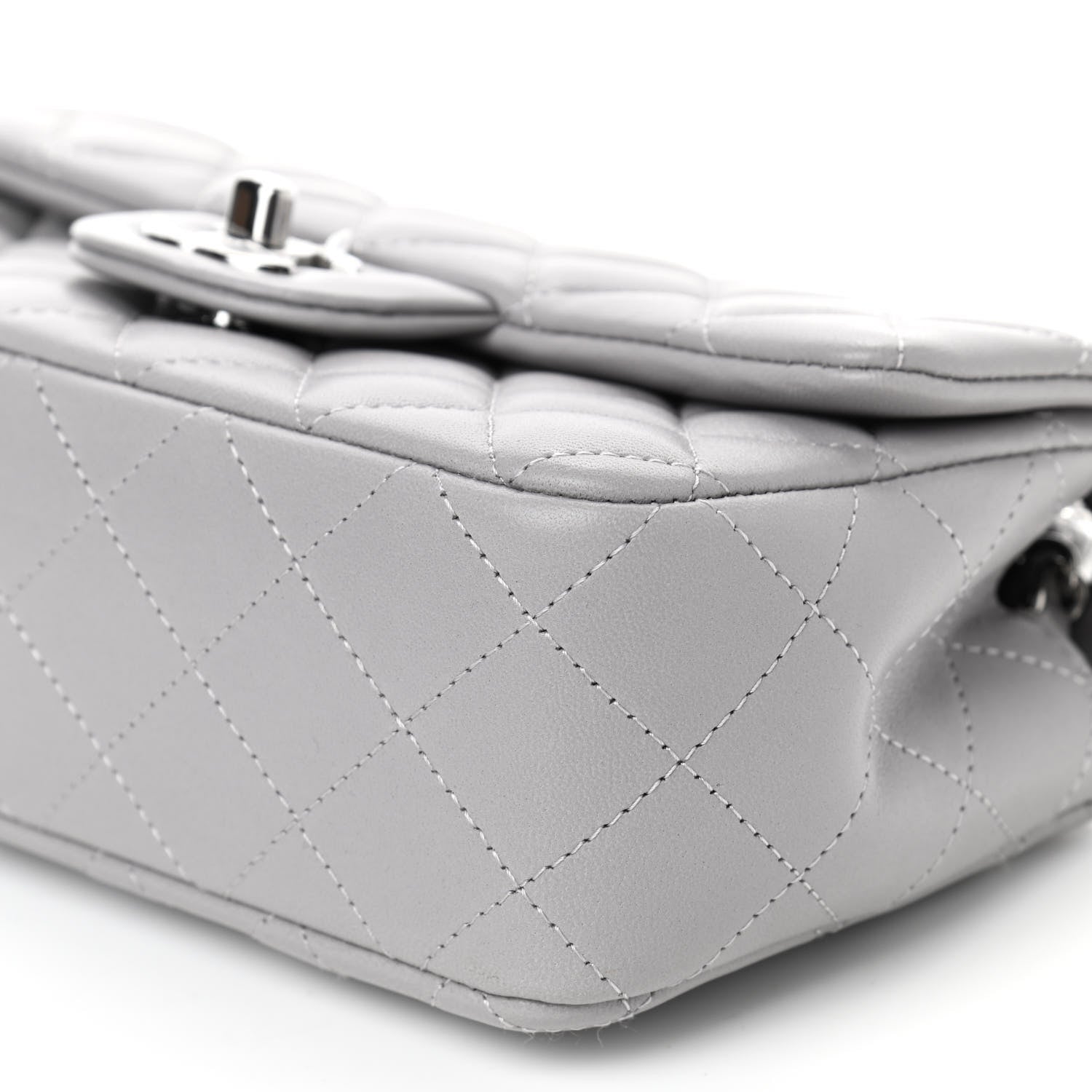 Chanel Lambskin Quilted Mini Rectangular Flap Grey 9 of 9