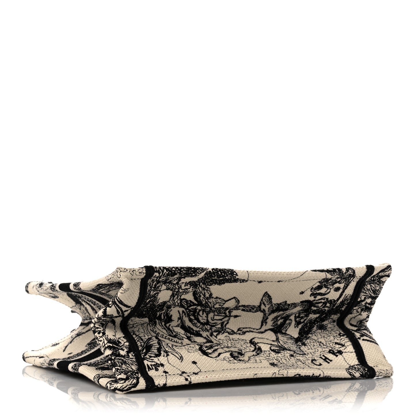 Canvas Embroidered Small Zodiac Toile De Jouy Book Tote Latte