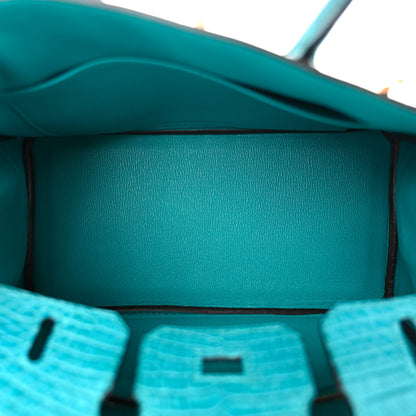 Hermes Matte Alligator Birkin 25 Bleu Paon 5 of 11