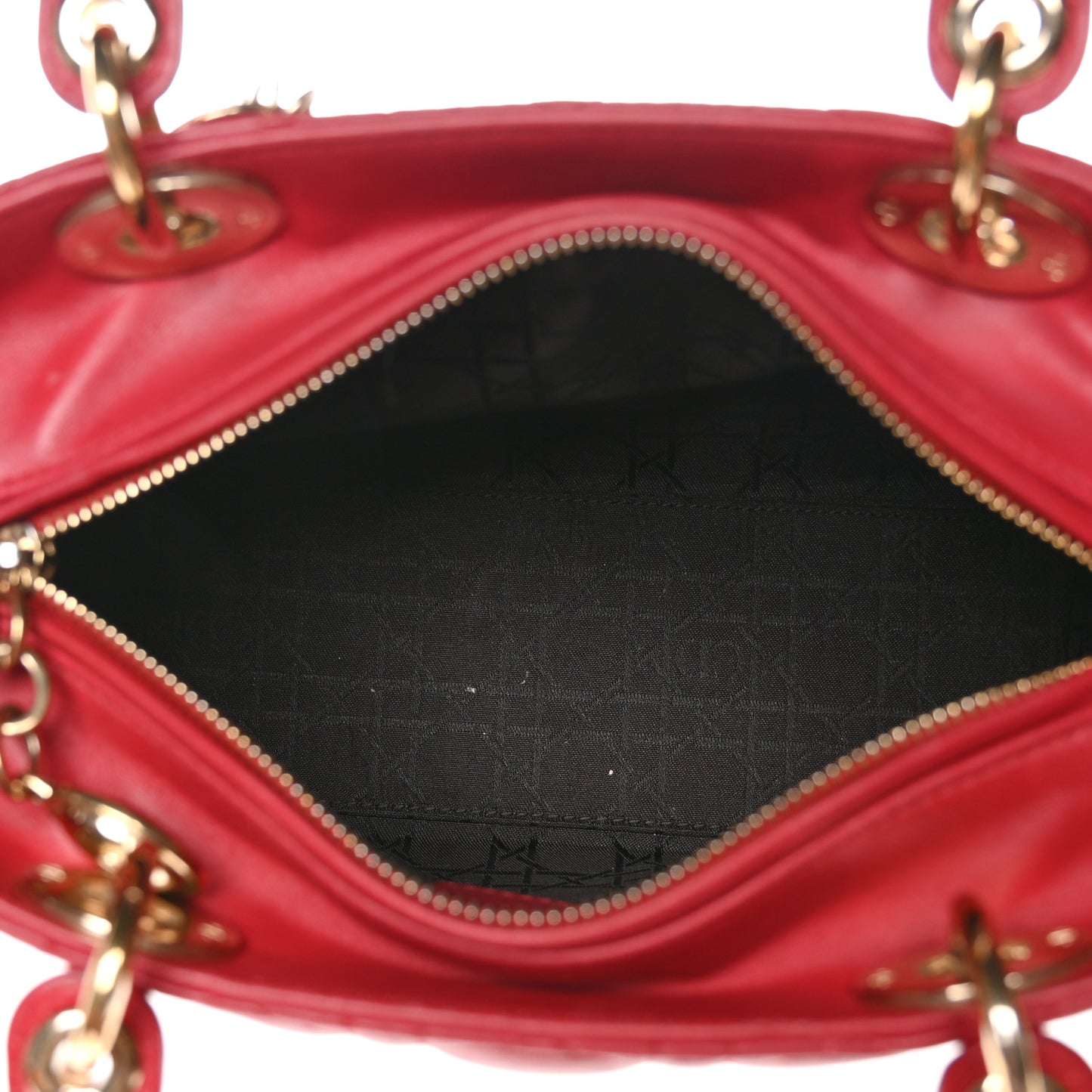 Lambskin Cannage Medium Lady Dior Red