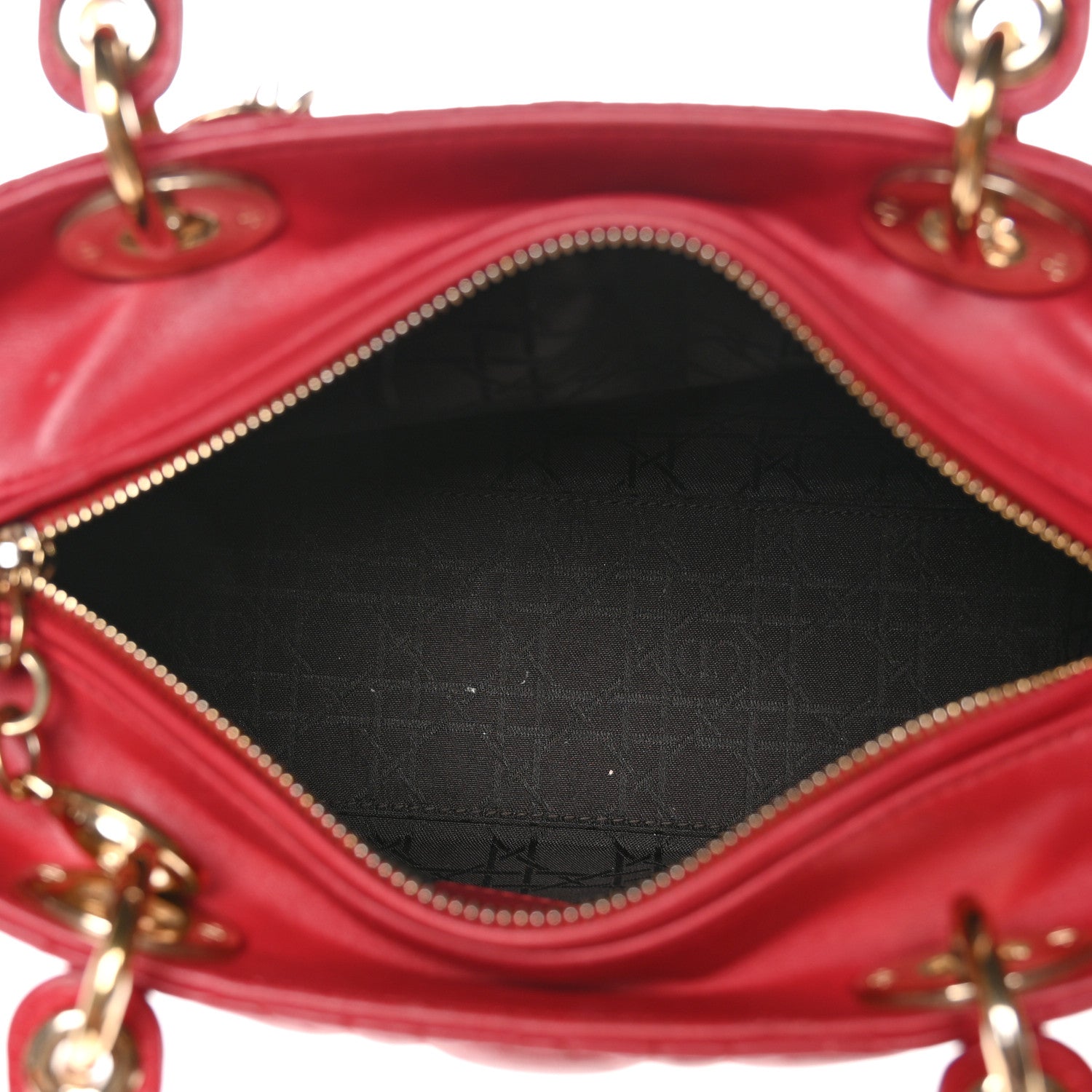 Christian Dior Lambskin Cannage Medium Lady Dior Red 6 of 13