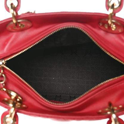 Christian Dior Lambskin Cannage Medium Lady Dior Red 6 of 13
