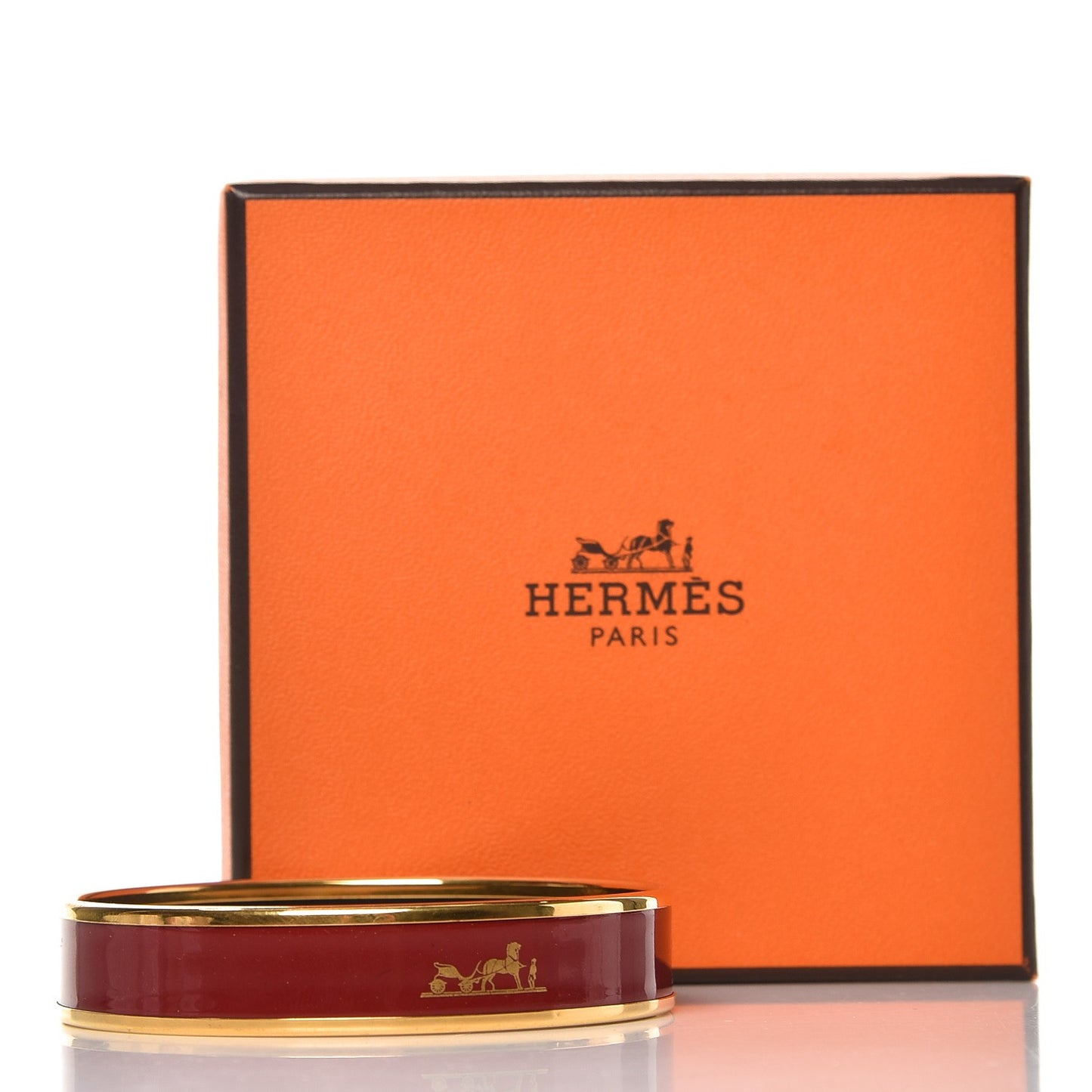 Enamel Printed Medium Caleche Bracelet 65 Rouge H