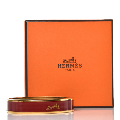 Hermes Enamel Printed Medium Caleche Bracelet 65 Rouge H 5 of 5