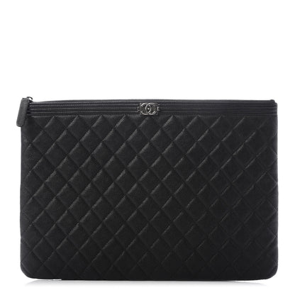 Chanel Caviar Quilted Large Boy Cosmetic Case Black 1 of 9
