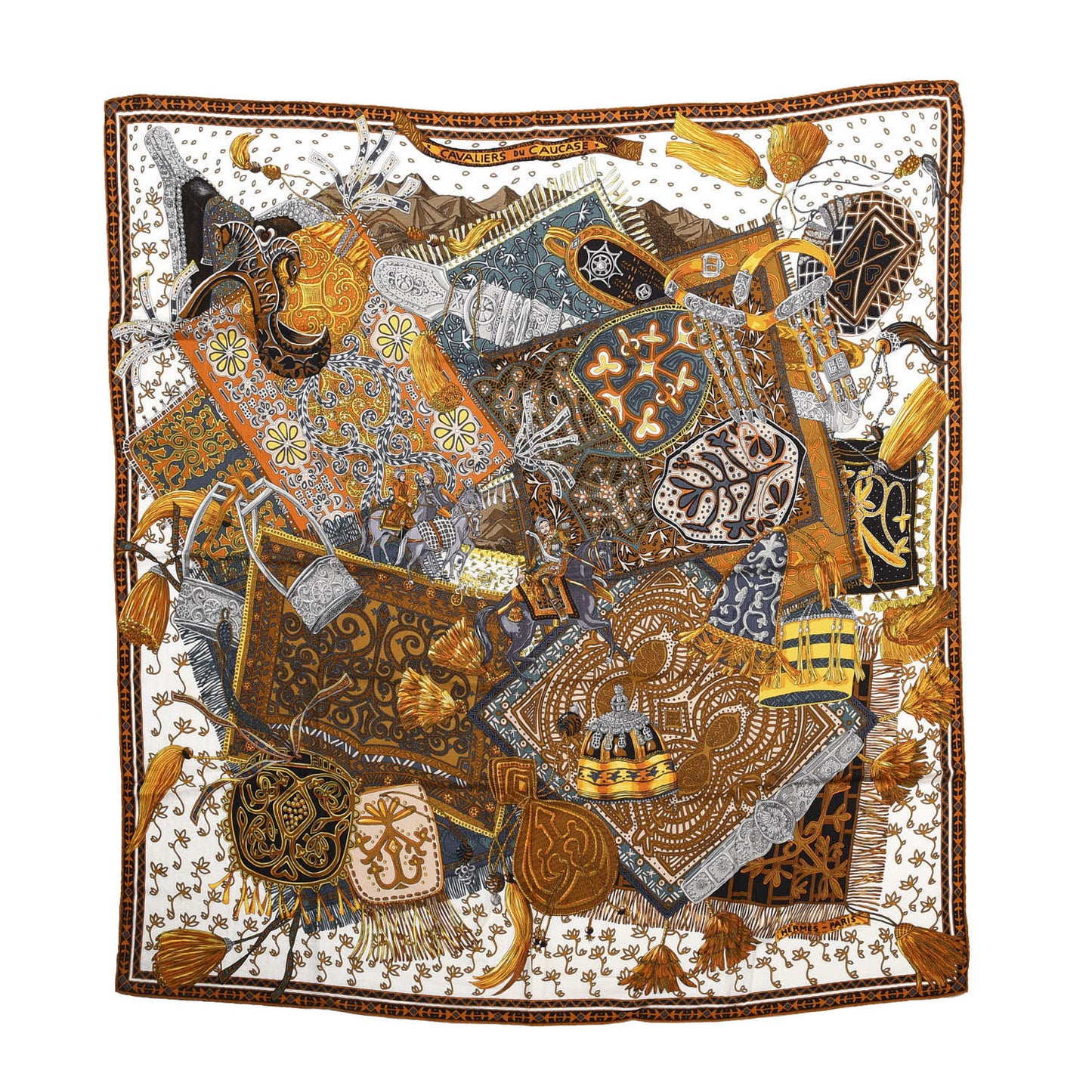 Cashmere Silk Cavaliers du Caucase Shawl 140