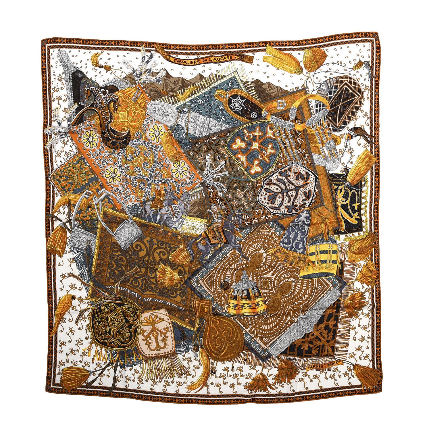 Hermes Cashmere Silk Cavaliers du Caucase Shawl 140 1 of 4