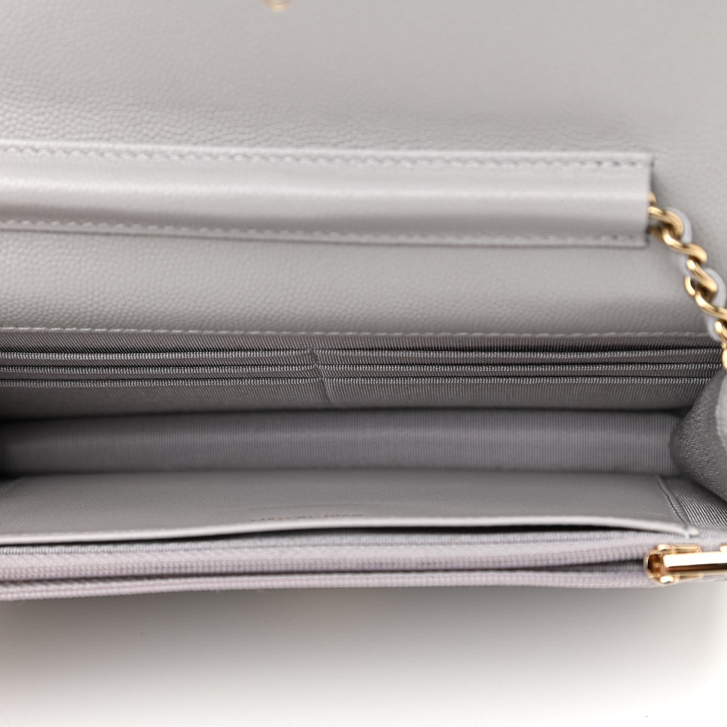 Caviar Quilted Wallet On Chain WOC Grey