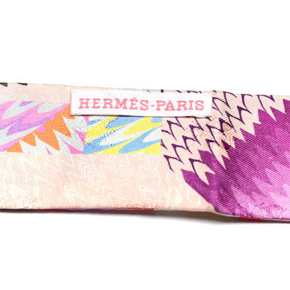 Hermes Silk All Over Marble Silk Twilly Rose Multicolor Ocre 3 of 4