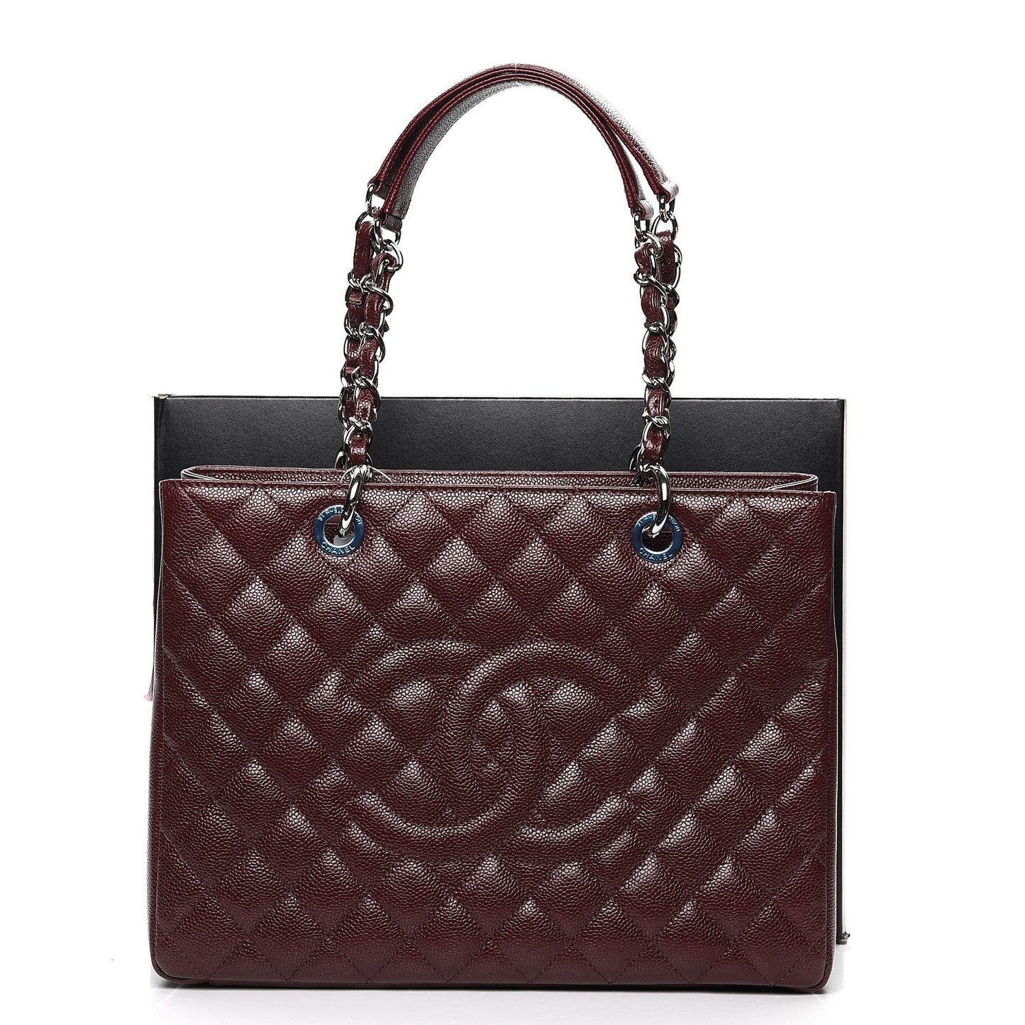Caviar Quilted Grand Shopping Tote GST Dark Burgundy