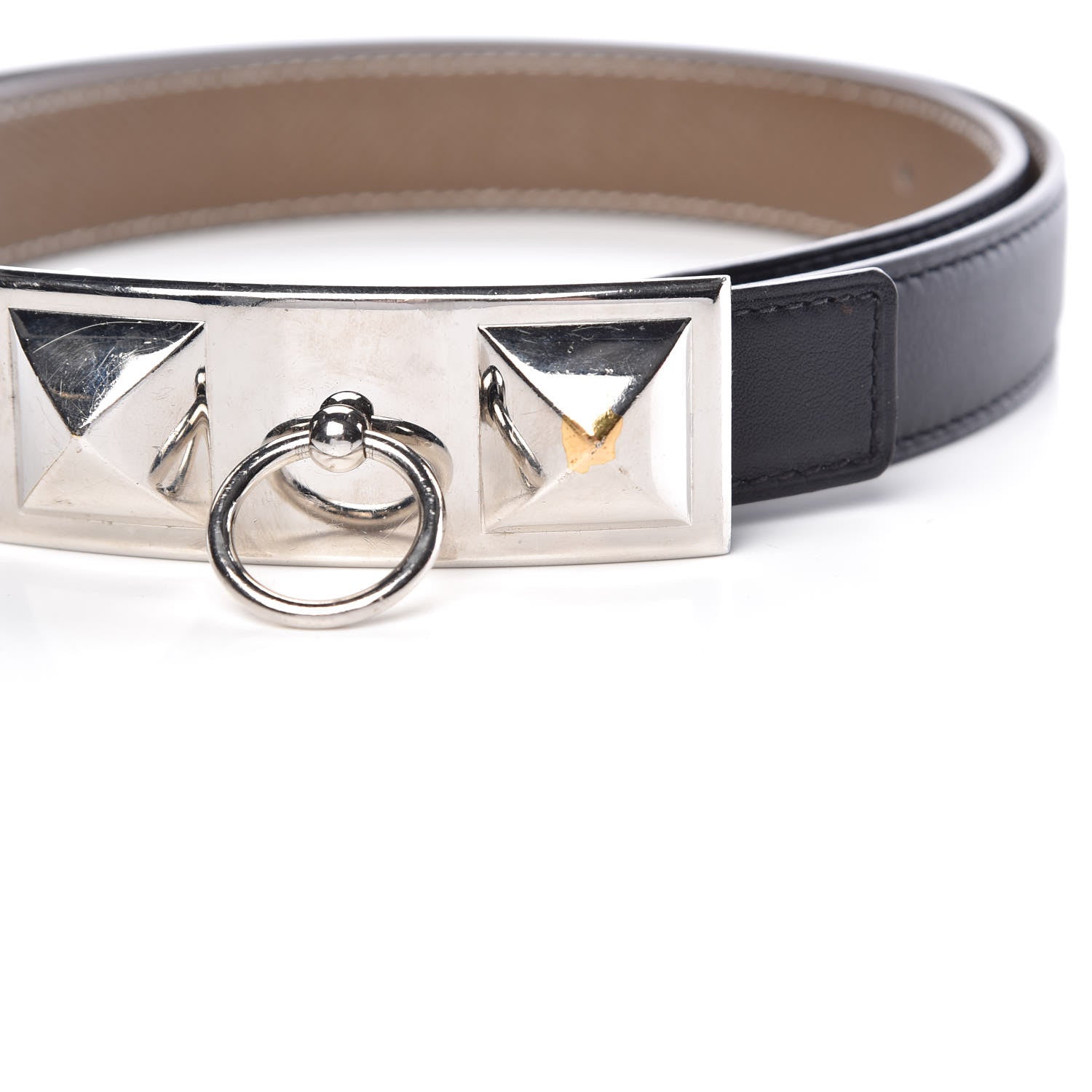 Hermes Box Epsom 32mm Collier De Chien CDC Belt 85 Black Etoupe 6 of 7