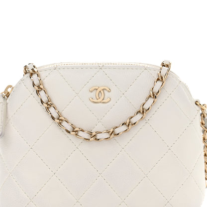 Chanel Caviar Quilted Classic Clutch with Chain White 8 of 12