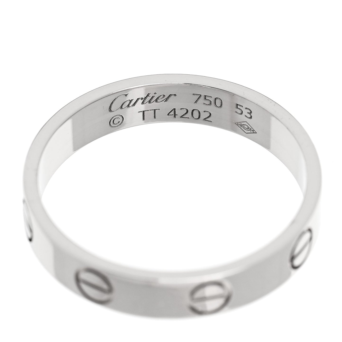 18K White Gold 3.5mm LOVE Wedding Band Ring 53 6.5
