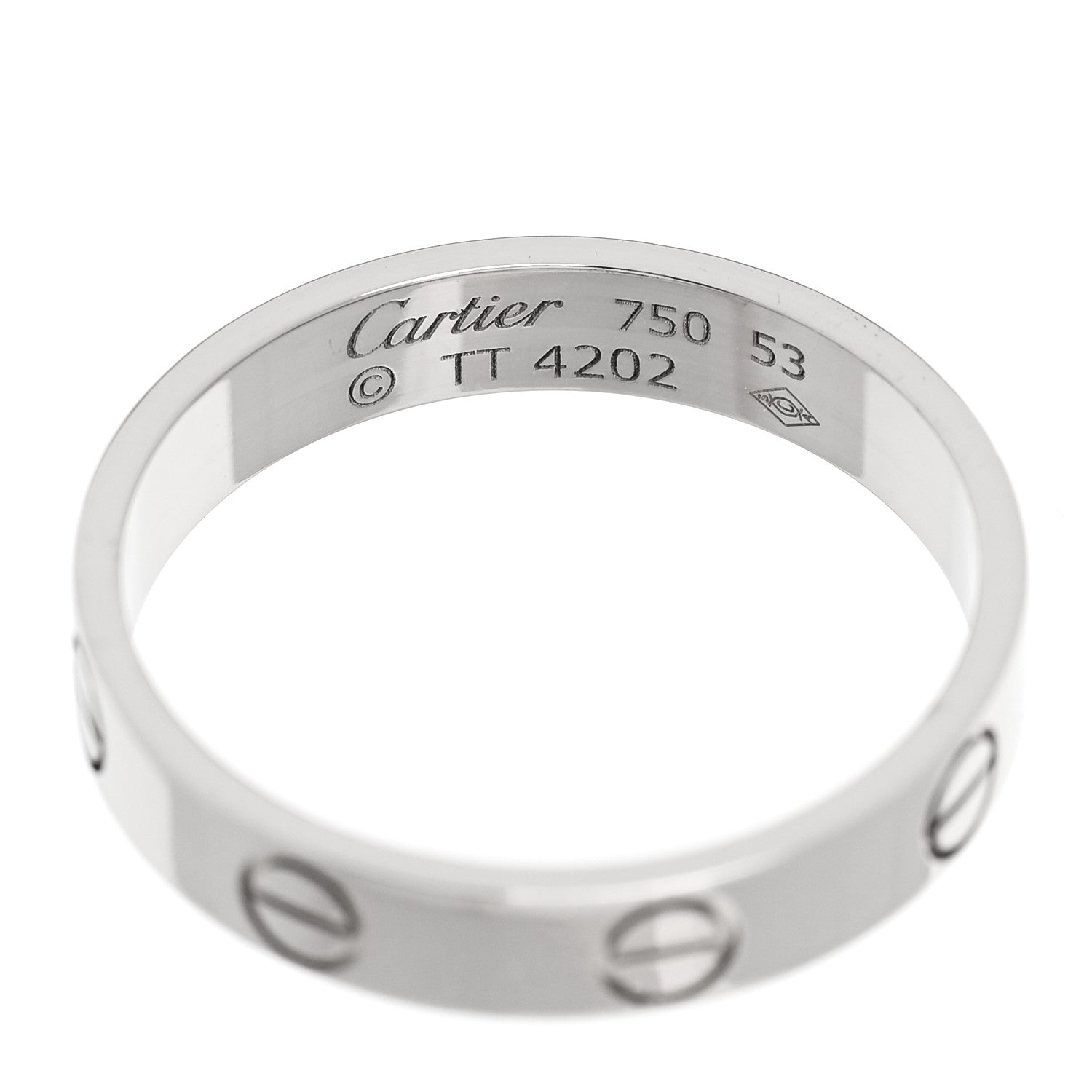 Cartier 18K White Gold 3.5mm LOVE Wedding Band Ring 53 6.5 4 of 4