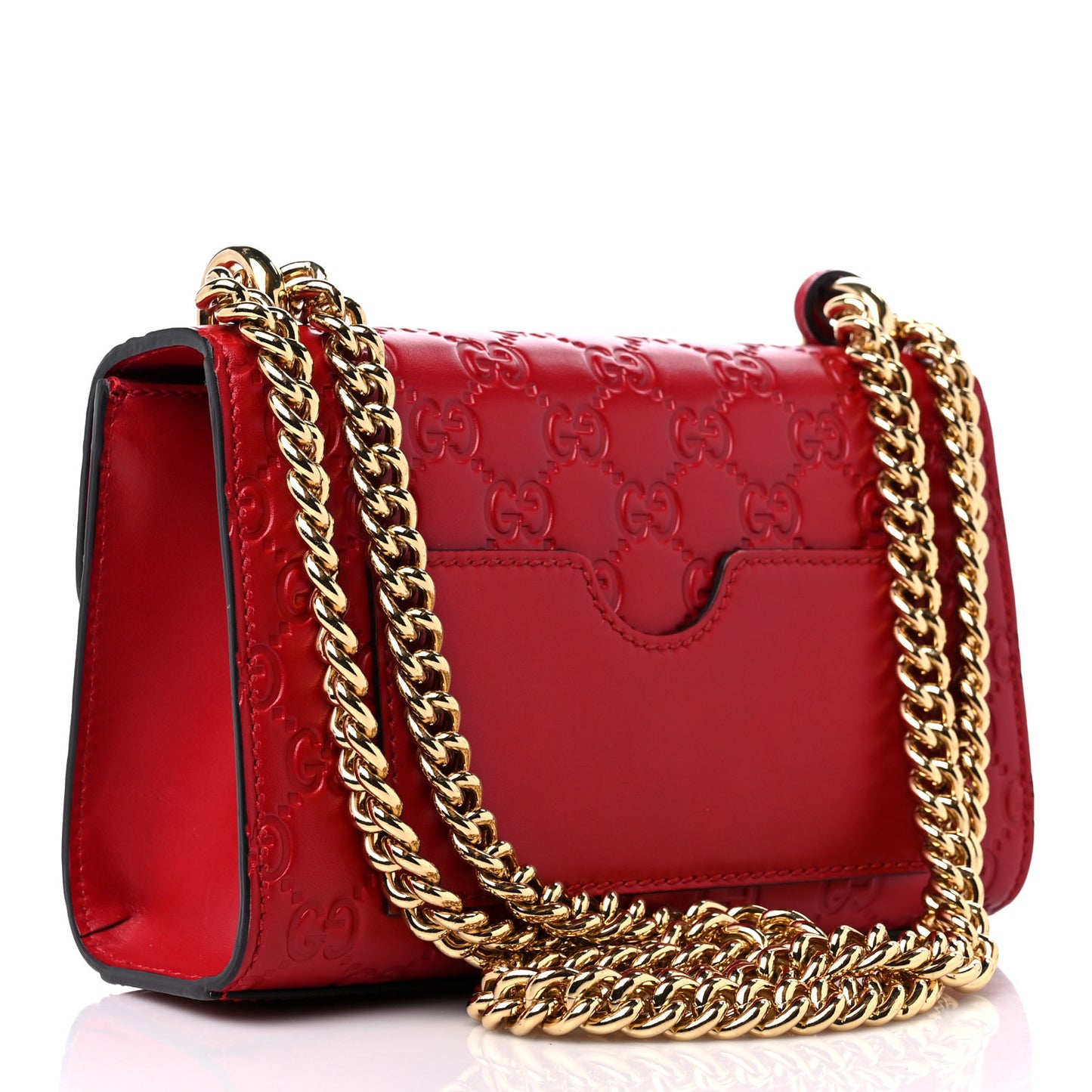 Guccissima Small Padlock Shoulder Bag Hibiscus Red