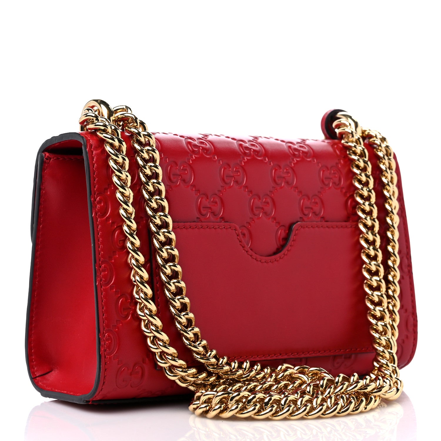 Gucci Guccissima Small Padlock Shoulder Bag Hibiscus Red 3 of 11