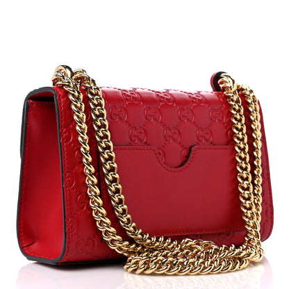 Gucci Guccissima Small Padlock Shoulder Bag Hibiscus Red 3 of 11